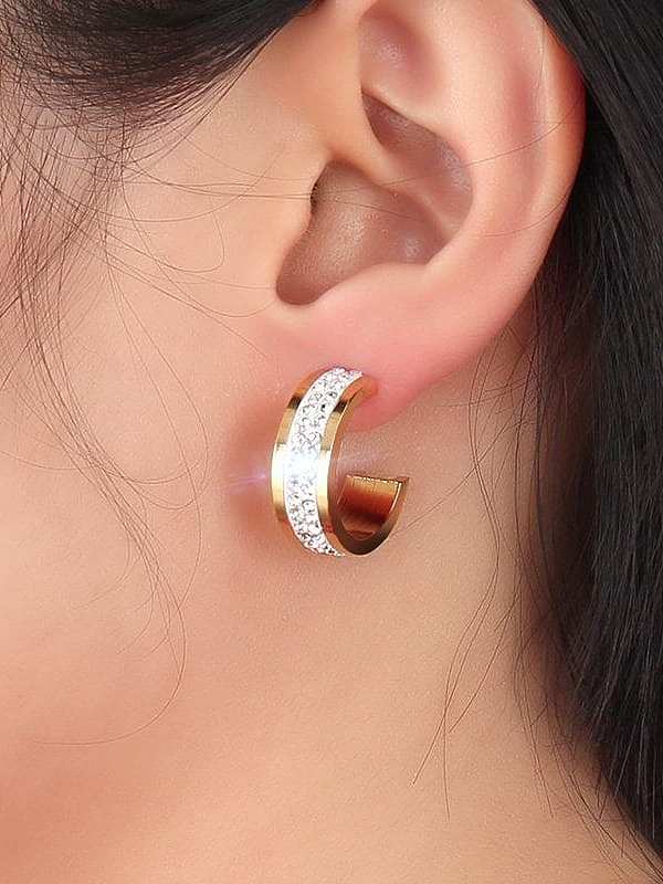Boucles d'oreilles clip exquises en forme de strass géométrique plaqué or