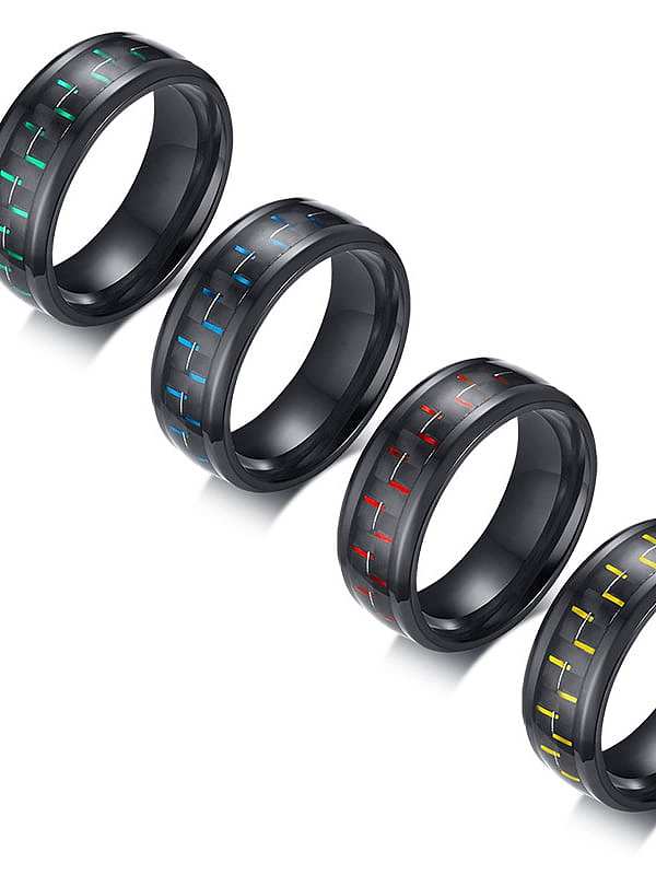 Stainless Steel With Black Gun Plated Personality Band Rings