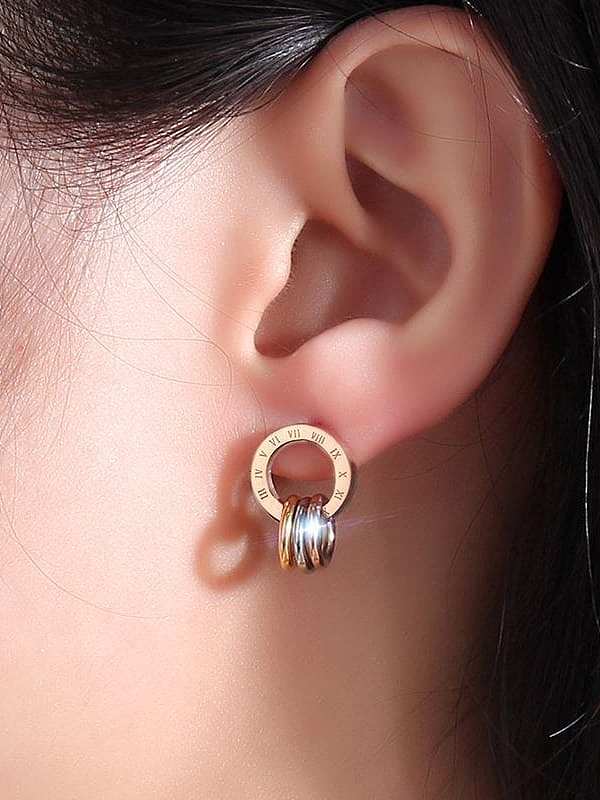 Boucles d'oreilles pendantes géométriques en titane à trois couleurs