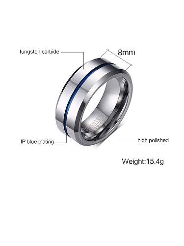Titanium 8MM tungsten steel blue Ring
