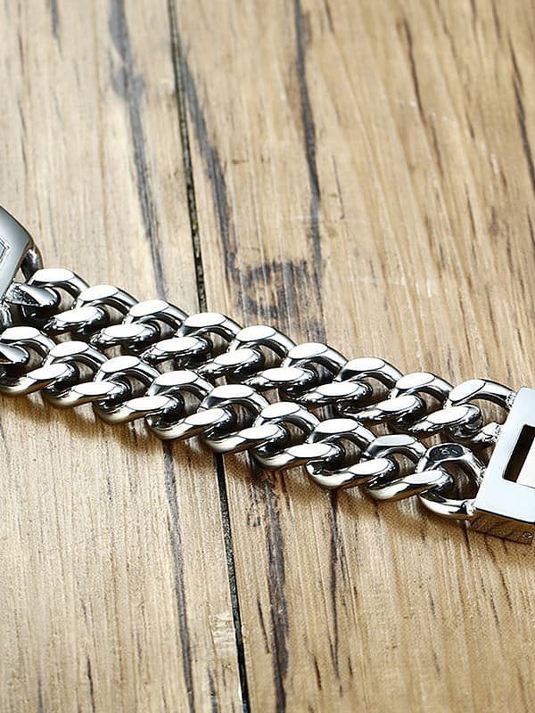 Stainless steel Geo Hip Hop Bullet double chain Strand Bracelet