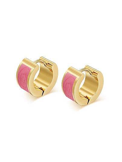 Pendientes de clip de esmalte rosa chapados en oro de moda