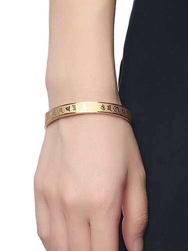 Delicate Gold Plated Geometric Shaped Titanium Scripture Bangle