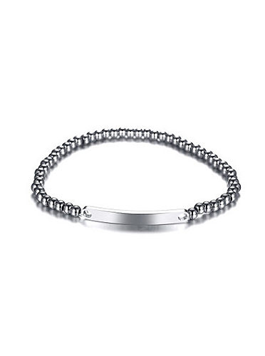 Exquisites platinbeschichtetes Titanarmband mit Perlendesign