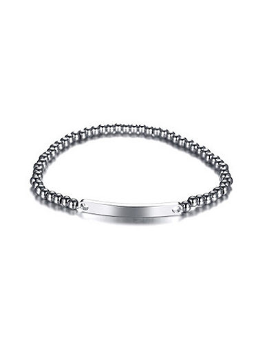 Exquisito brazalete de titanio con diseño de abalorios chapado en platino
