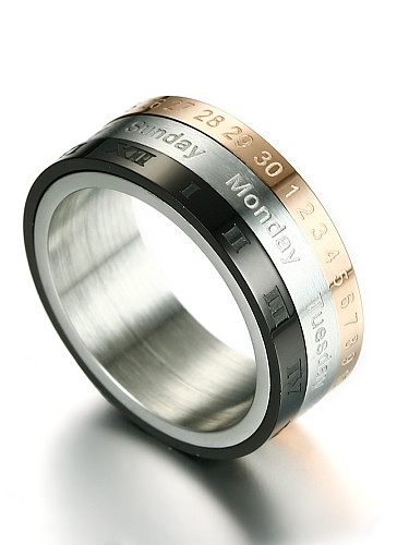 Turnable Three Color Design Titanium Ring