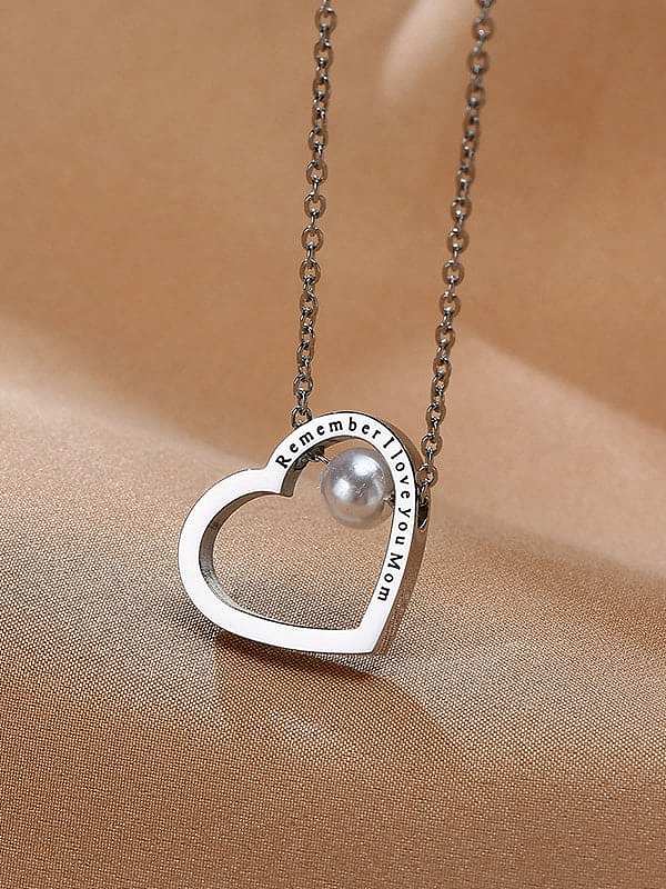 Collar minimalista de corazón de diamantes de imitación de acero inoxidable