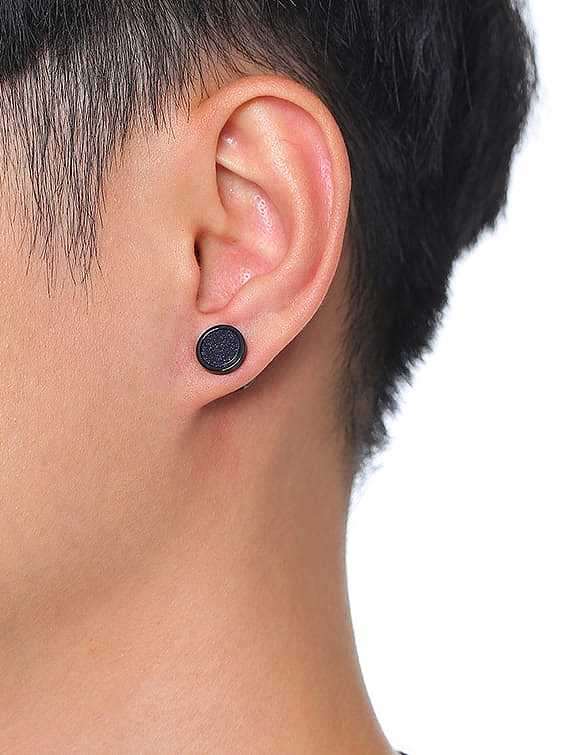 Titanium Steel Turquoise Geometric Hip Hop Stud Earring