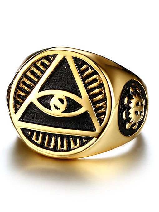 Exquisite Gold Plated Eye Shaped Titanium Ring
