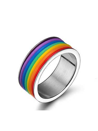 خاتم الفولاذ المقاوم للصدأ الغراء على شكل هندسي متعدد الألوان