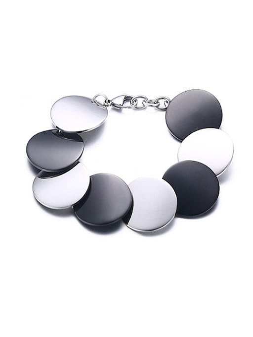 Exquisite Black Gun Plated Round Shaped Titanium Bracelet