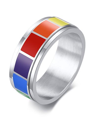 Titanium Steel Enamel Round Minimalist Band Ring