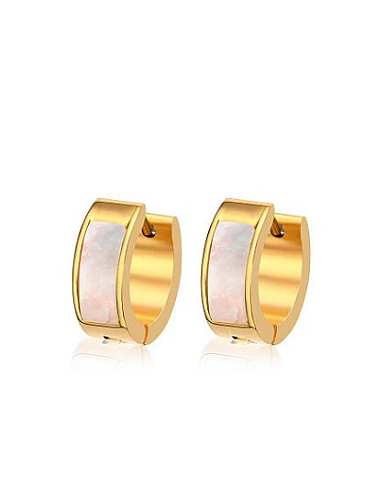 Creative Gold Plated Colorful Shell Titanium Clip Earrings