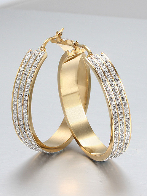 All-match Gold Plated Geometric Shaped Rhinestone Drop Earrings