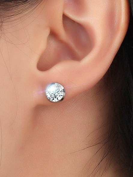 Boucles d'Oreilles Minimalistes Géométriques à Strass en Acier au Titane