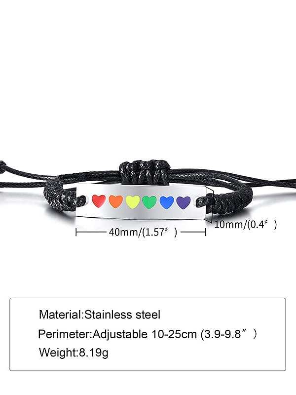 Titanium Steel Enamel Heart Minimalist Adjustable Bracelet