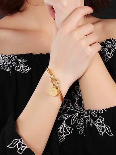 Trendy Gold Plated Round Shaped Titanium Bangle