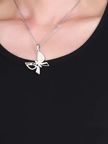 Elegant Butterfly Shaped Colorful Zircons Titanium Pendant