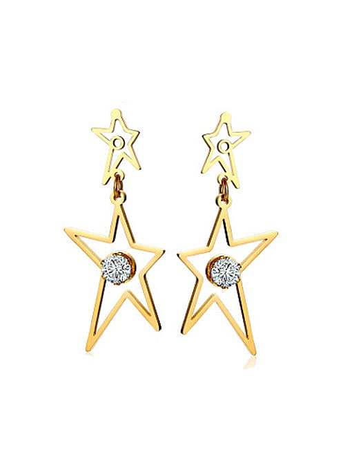 All-match Hollow Star Shaped Rhinestone Drop Earrings