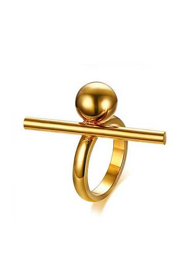 Personality Gold Plated Geometric Shaped Titanium Ring