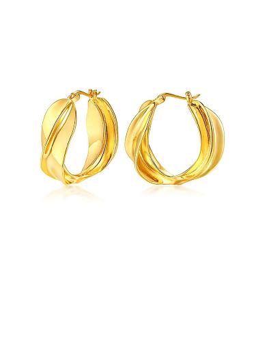 Stainless Steel With Gold Plated Simplistic Round Clip On Earrings