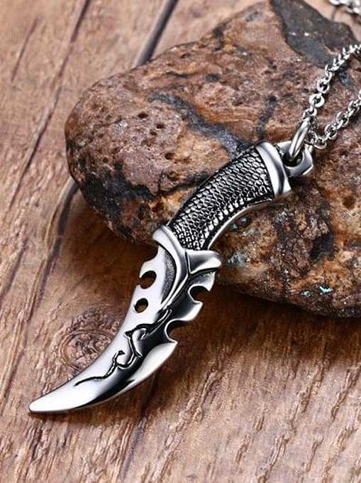 Personality Dagger Shaped High Polished Titanium Pendant