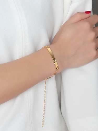 Adjustable Gold Plated Geometric Shaped Titanium Bracelet