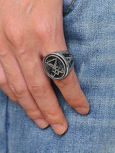 Titanium Steel Geometric Vintage Band Ring