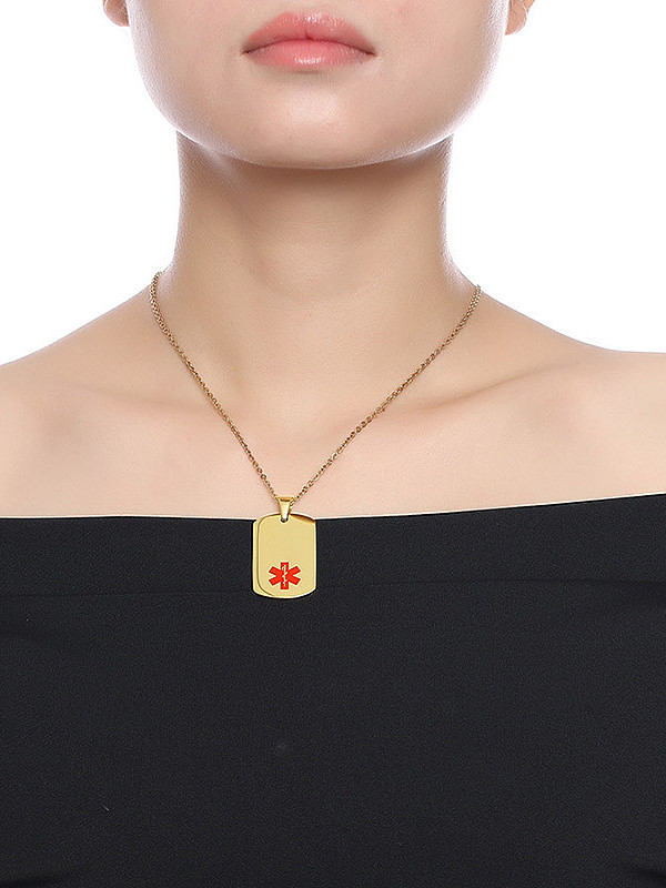 All-match Gold Plated Square Shaped Stainless Steel Necklace