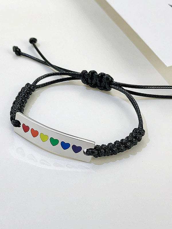 Titanium Steel Enamel Heart Minimalist Adjustable Bracelet