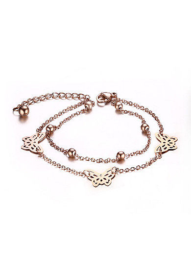 Elegant Rose Gold Plated Butterfly Shaped Titanium Bracelet