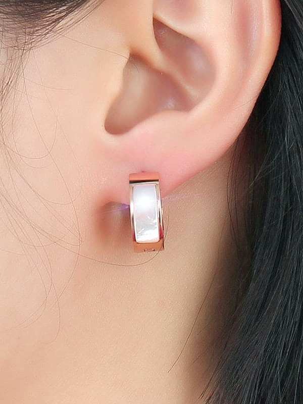 Fashionable Rose Gold Plated Shell Titanium Clip Earrings