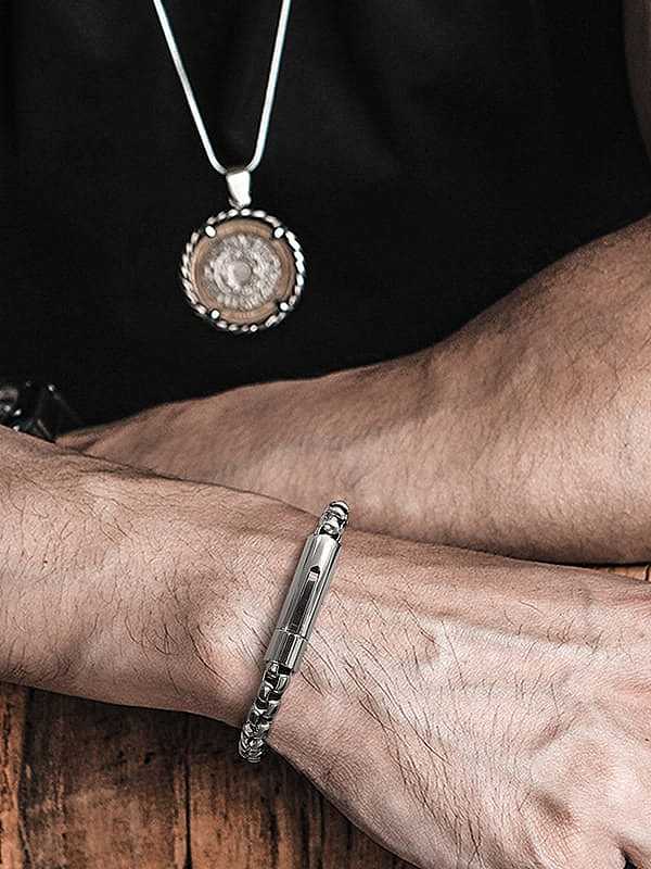 Bracelet à maillons vintage irréguliers en acier inoxydable