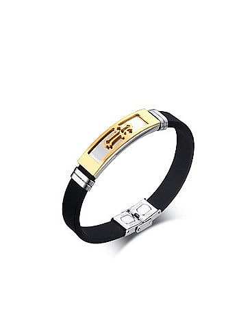 Trendy Gold Plated Cross Shaped Silicon Bangle