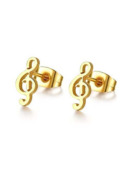 Lovely Gold Plated Music Note Shaped Stud Earrings