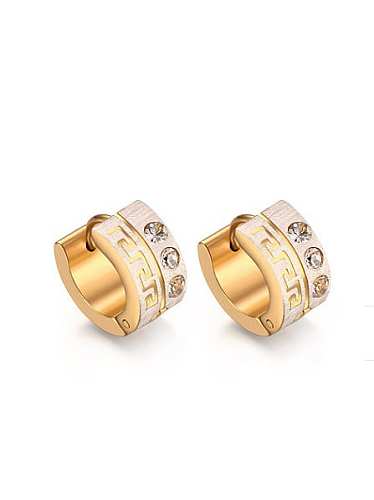 Pendientes de clip de diamantes de imitación geométricos chapados en oro de moda