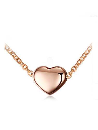 Elegante colar de titânio banhado a ouro rosa em forma de coração