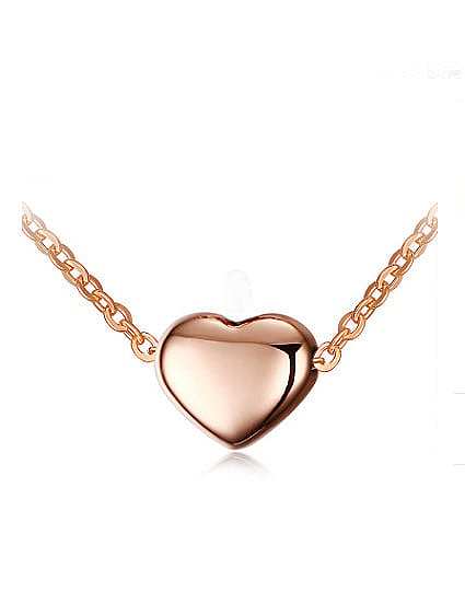 Elegante colar de titânio banhado a ouro rosa em forma de coração