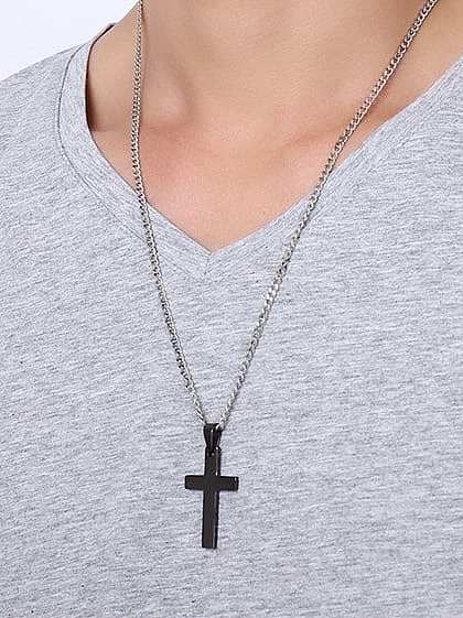 Stainless Steel Simple Smooth Cross Necklace