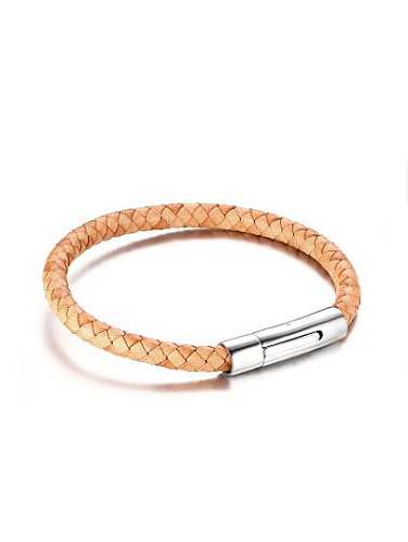 Trendy Light Brown Artificial Leather Bracelet