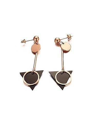 Temperament Black Gun Plated Triangle Shaped Titanium Drop Earrings