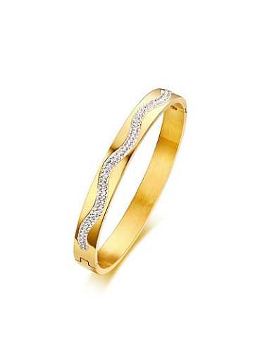 Brazalete de diamantes de imitación en forma de onda chapado en oro de moda