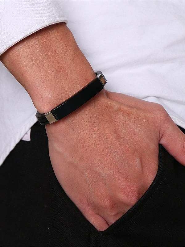 Acier inoxydable avec bracelets à franges simplistes plaqués platine