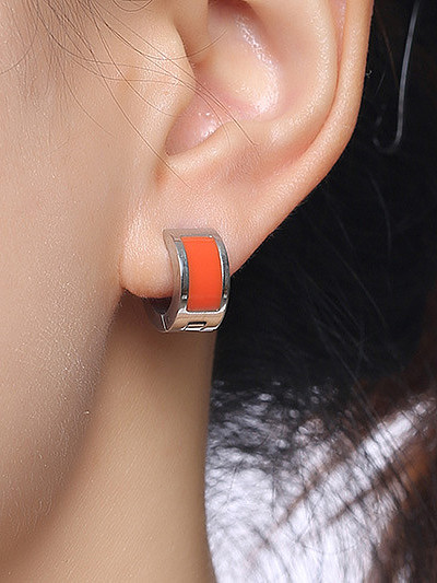 Boucles d'oreilles à clip de colle en forme de géométrie bleue à la mode