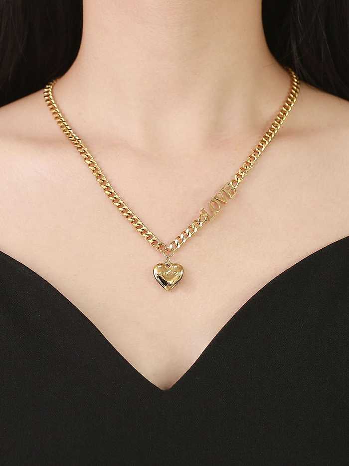 Titanium Steel Heart Vintage Hollow Chain Necklace
