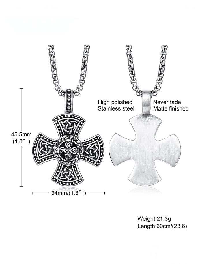 Titanium Steel Hip Hop Smooth Cross Pendant Necklace