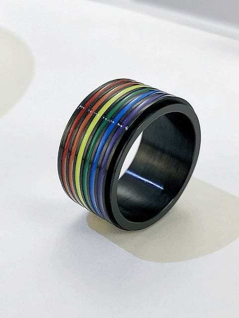 Stainless steel Enamel Geometric Minimalist Band Ring