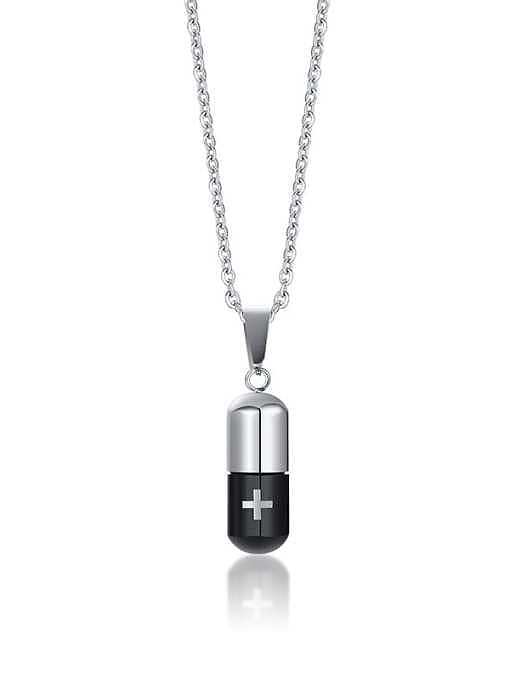 Titanium Steel Pill Perfume Bottle Pendant Pendant Necklace For Men