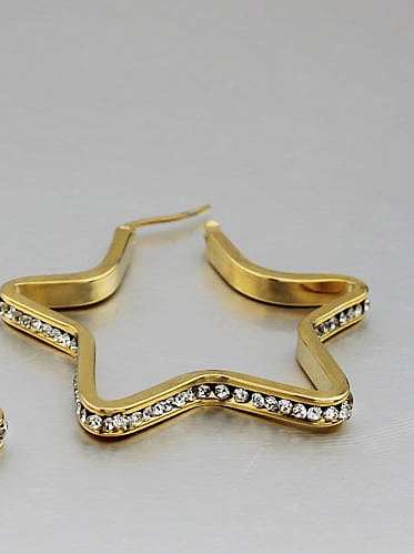 Pendientes colgantes de diamantes de imitación en forma de estrella chapados en oro exquisitos