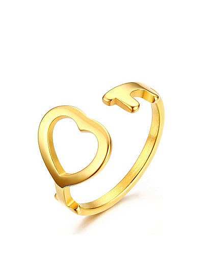All-match Open Design Heart Shaped Titanium Ring